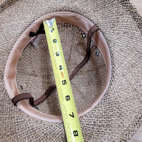 Vintage Tan Straw Hat with Brown Band - Picture 11 of 12